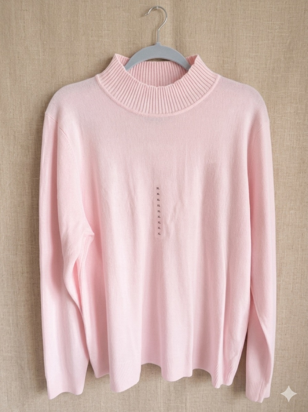 Sag Harbor Pale Pink Mock Neck Sweater